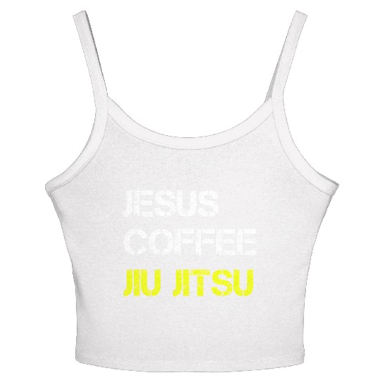 Jesus Coffee Jiu Jitsu Bjj Wrestling Mma Judo Mial Women's Spaghetti Strap Tank Top