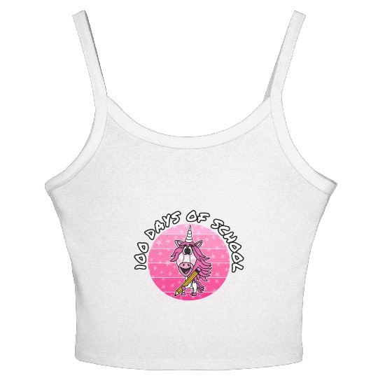 100 Days Of School Unicorn Kindergarten Teacher Women's Spaghetti Strap Tank Top
