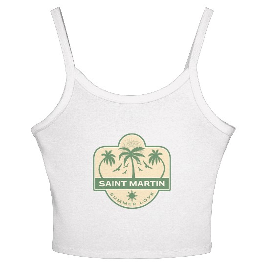 Saint Martin Caribbean Summer Love Women's Spaghetti Strap Tank Top