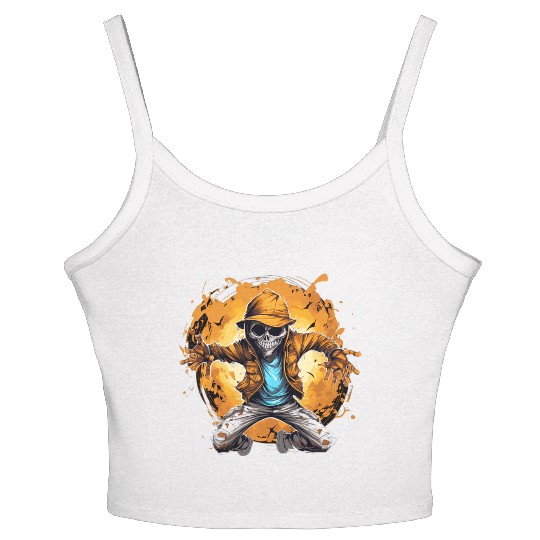 Halloween Skeleton Dabbing Hip Hop Women's Spaghetti Strap Tank Top