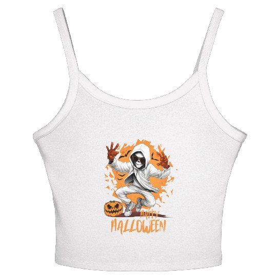 Halloween Skeleton Dabbing Hip Hop Women's Spaghetti Strap Tank Top