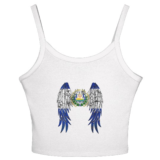 El Salvadorian Flag Angel Wings Jesus Christian El Women's Spaghetti Strap Tank Top