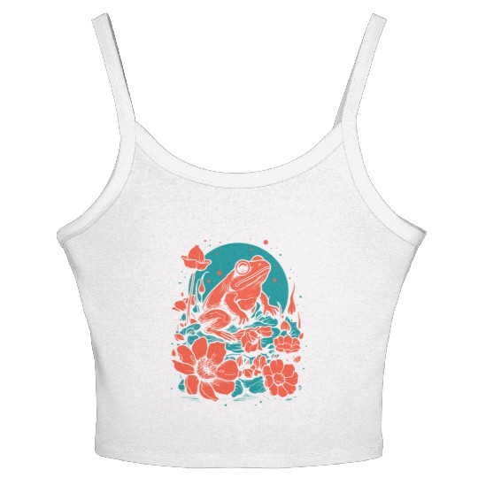 Goth Poison Frog Goblincore Fairycore Floral Frogs Women's Spaghetti Strap Tank Top