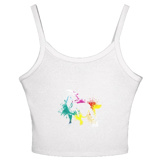 Colerfull Splash Art Farm animals Goat Women's Spaghetti Strap Tank Top