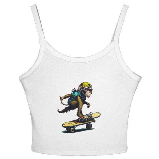 Monkey on a Skateboard Women's Spaghetti Strap Tank Top