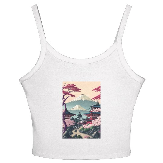 Asia Landscape Serene Mount Fuji Women's Spaghetti Strap Tank Top