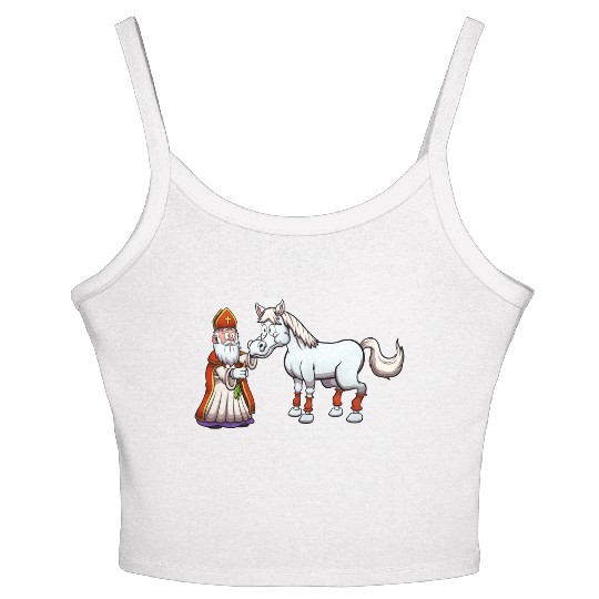 Saint Nicholas Feeding His Horse Women's Spaghetti Strap Tank Top