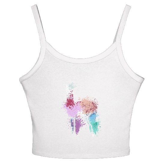 Colorful Splash Art Farm animals alpaca Llama Women's Spaghetti Strap Tank Top