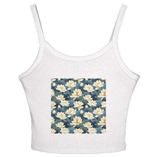 Serenity Blooms: Timeless Lotus Pattern Women's Spaghetti Strap Tank Top