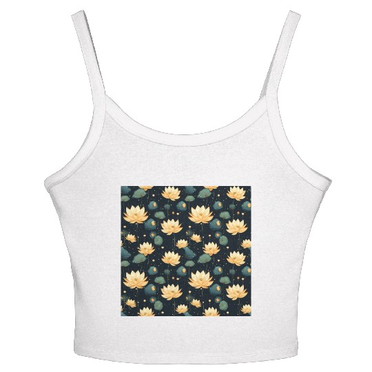 Serenity Blooms: Timeless Lotus Pattern Women's Spaghetti Strap Tank Top