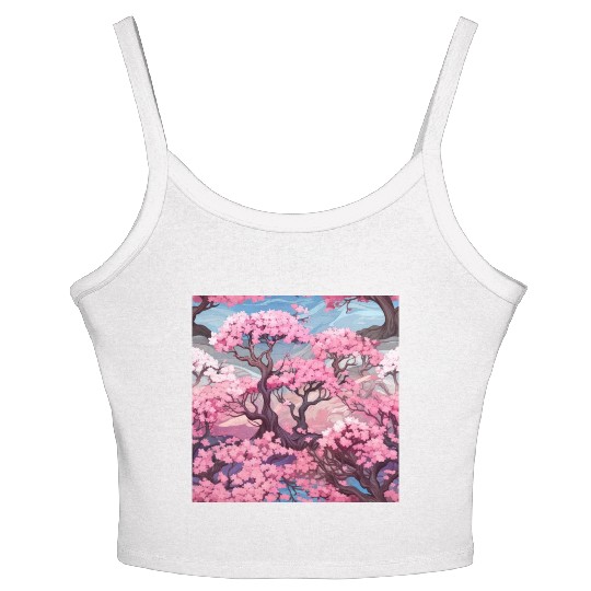 Anime Euphoria: Fantasy Cherry Blossom Dreamscape Women's Spaghetti Strap Tank Top