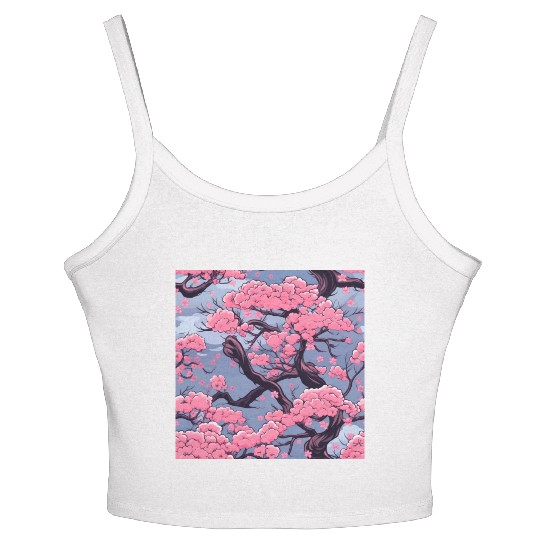 Anime Euphoria: Fantasy Cherry Blossom Dreamscape Women's Spaghetti Strap Tank Top