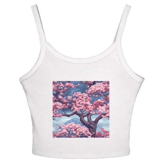 Anime Euphoria: Fantasy Cherry Blossom Dreamscape Women's Spaghetti Strap Tank Top
