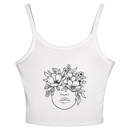 floral outline Women's Spaghetti Strap Tank Top