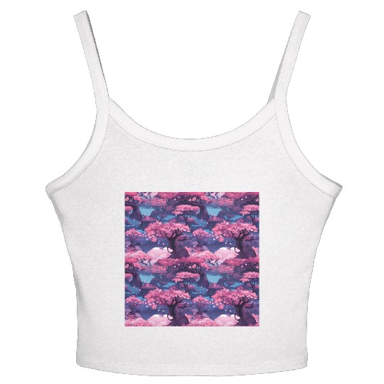 Anime Euphoria: Fantasy Cherry Blossom Dreamscape Women's Spaghetti Strap Tank Top