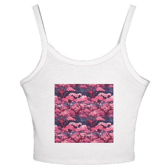 Anime Euphoria: Fantasy Cherry Blossom Dreamscape Women's Spaghetti Strap Tank Top