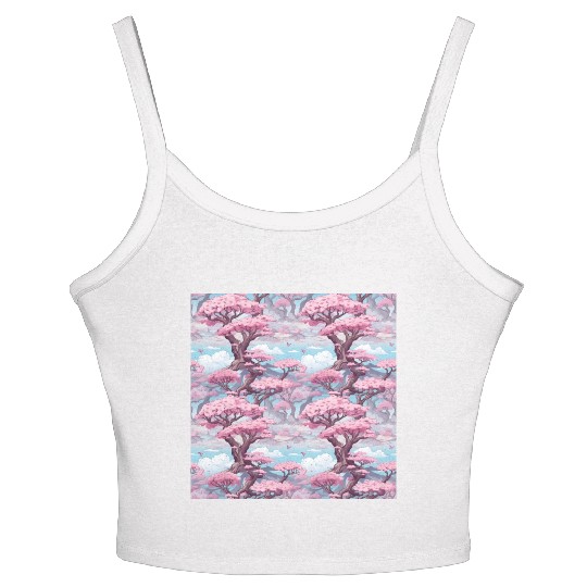 Anime Euphoria: Fantasy Cherry Blossom Dreamscape Women's Spaghetti Strap Tank Top