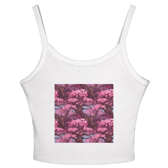 Anime Euphoria: Fantasy Cherry Blossom Dreamscape Women's Spaghetti Strap Tank Top