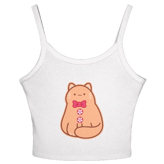 Gingerbread Cat Women's Spaghetti Strap Tank Top