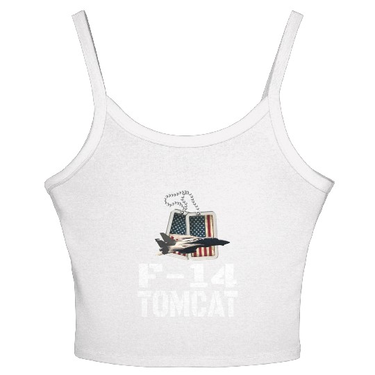 F 14 Tomcat US Flag Women's Spaghetti Strap Tank Top