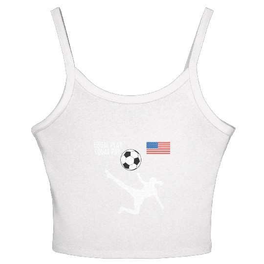 Soccer Equal Play Equal Pay American Flag Women's Spaghetti Strap Tank Top
