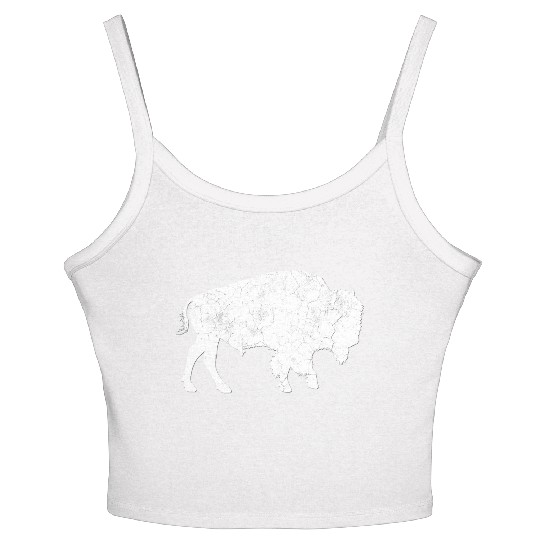 Distressed Buffalo Bison Animal Women's Spaghetti Strap Tank Top
