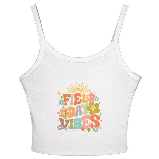Field Day Vibes Summer Teacher Last Day Of School Women's Spaghetti Strap Tank Top