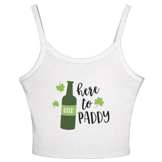 Here To Paddy Beer Drinking Clover Irish Women's Spaghetti Strap Tank Top