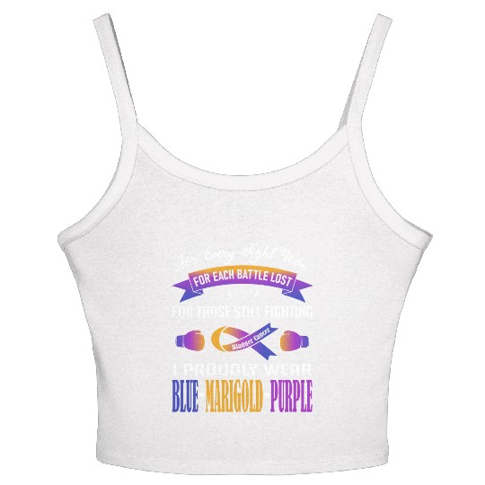 I Proudly Wear Blue Marigold Purple Bladder Cancer Women's Spaghetti Strap Tank Top