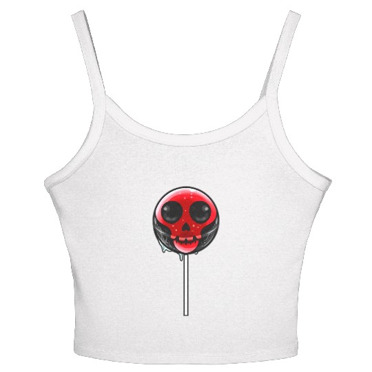Red Skull Lollipop Trick Or Treat Halloween Women's Spaghetti Strap Tank Top