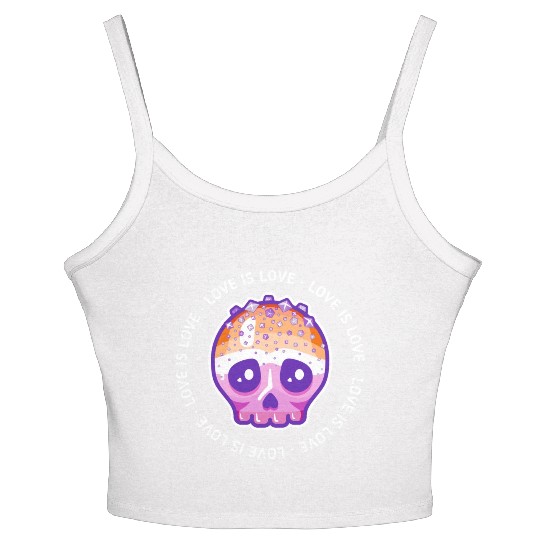 Love Is Love Lesbian Pride Skull Women's Spaghetti Strap Tank Top