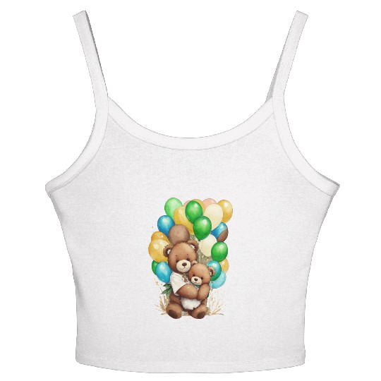 Bear water color and his balloon Women's Spaghetti Strap Tank Top