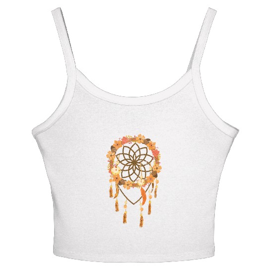 Boho flowers vintage jewelry gift dream catcher Women's Spaghetti Strap Tank Top