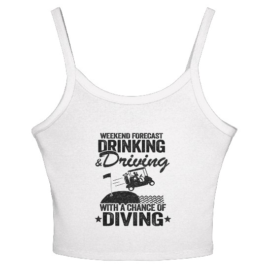 Drinking Driving Diving Beer Golf Cart Funny Women's Spaghetti Strap Tank Top