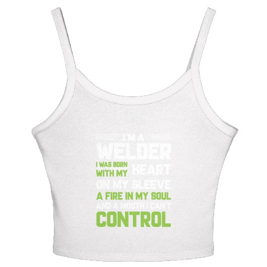 I m A Welder I Was Born With My Heart On My Sleeve Women's Spaghetti Strap Tank Top