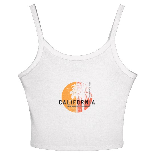 Berkeley California Cool Native Palm Tree Women's Spaghetti Strap Tank Top