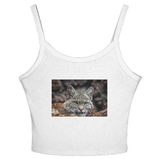 Baby Bobcat, Cat, Stickers, Women's Spaghetti Strap Tank Top