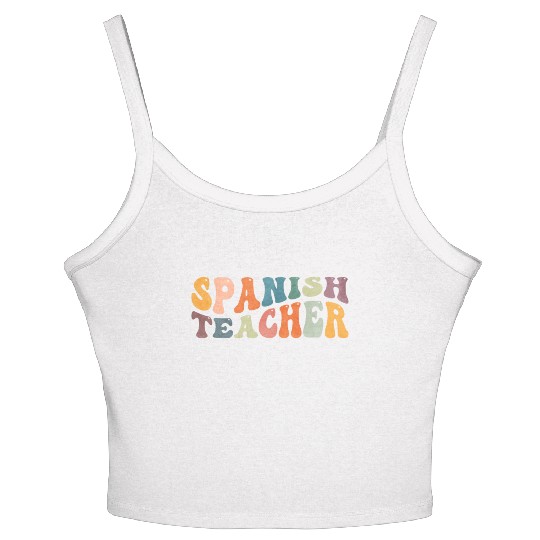 Groovy Spanish Teacher Maestra Bilingual Teaching Women's Spaghetti Strap Tank Top