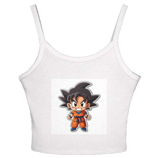Goku Sticker Happy Bold Colors art toy style Women's Spaghetti Strap Tank Top