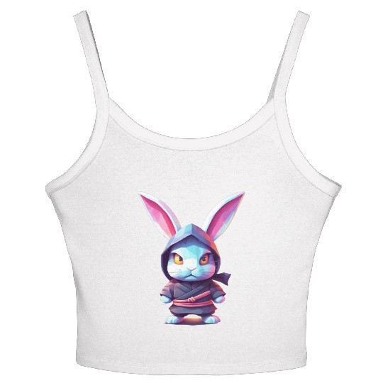 Fierce Elegance: Pastel Rabbit Ninja Unleashed Women's Spaghetti Strap Tank Top