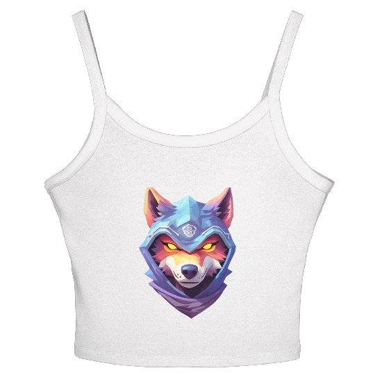 Hooded Alpha Wolf Ninja: Leader of the Night Women's Spaghetti Strap Tank Top