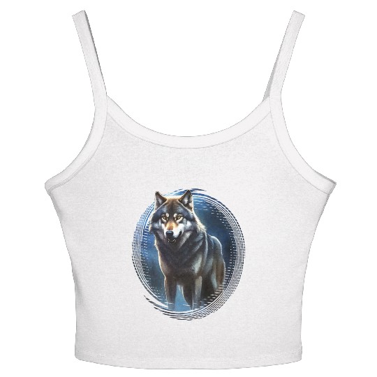 Wolf in the moonlight Women's Spaghetti Strap Tank Top