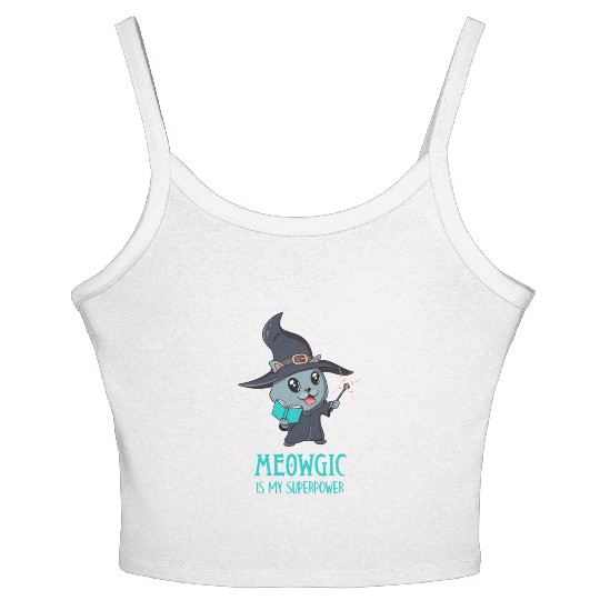 Cute Cat Magic Wizard Kitty Funny Gamer Women's Spaghetti Strap Tank Top