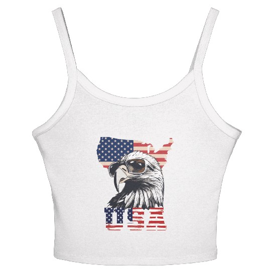 gift idea bald eagle american flag Women's Spaghetti Strap Tank Top