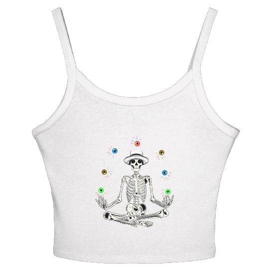 Skeleton Juggling Eyeballs Women's Spaghetti Strap Tank Top