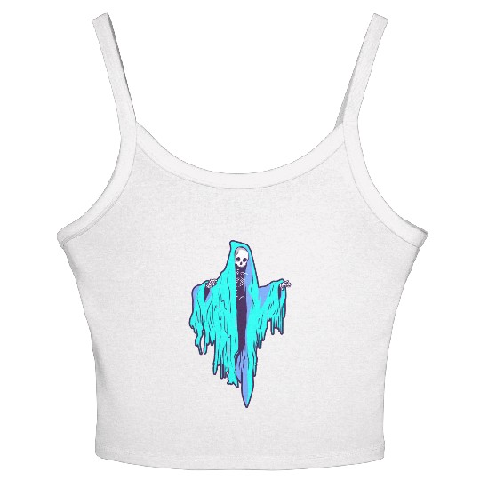 Horror Ghost Skeleton design Women's Spaghetti Strap Tank Top