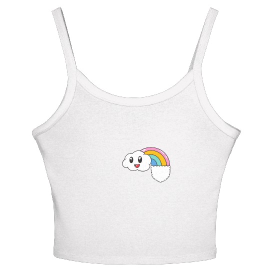 Pocket Rainbow Kawaii Cloud Cute Funny Women's Spaghetti Strap Tank Top