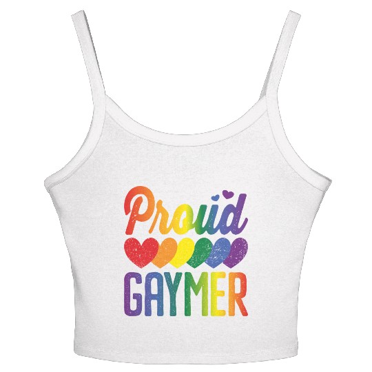 Proud Gaymer Gay Pride Lesbian Rainbow Flag Women's Spaghetti Strap Tank Top