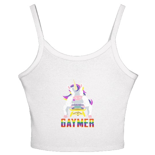 LGBTQ Gaymer Gamer Gay Rainbow Unicorn Women's Spaghetti Strap Tank Top