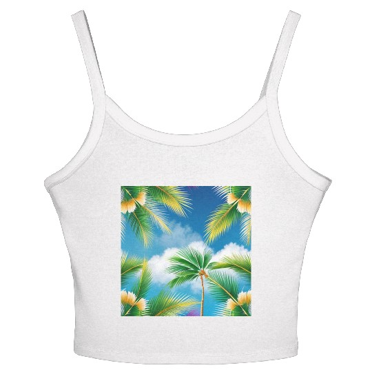 Tropical Whispering Palm Trees Women's Spaghetti Strap Tank Top